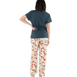 Lazy One Women's Pajama Set, Short Sleeves with Cute Prints, Relaxed Fit, Crab, Ocean, Seaside Animal (Crabby In The Morning, XX-Large)