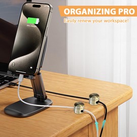 5 Sets Charger Holders for Cords ，Phone Charging Cable Holder，Cord Holder for Nightstand， for Office Home Desktop Wall Nightstand (Bronze)