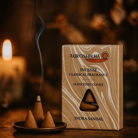 Anandam Auroshikha Incense Cones - 14 Natural Incense Cones - Traditionally Handmade in Indian Ashram - Sandalwood