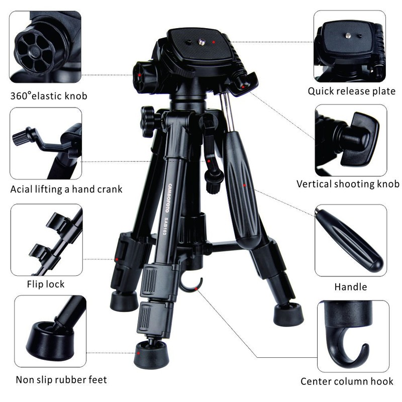 CAMBOFOTO 12.5 Inch Travel Tripod 62 cm Lightweight Tripod with