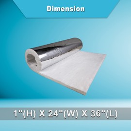 SIMOND STORE Aluminum Foil Faced Ceramic Fiber Flame Guard Blanket - 1" x 24" x 36" - 2400F 8# - Foil Backed Heat Shield Blanket for Welding Soldering Furnace Fireplace Oven Stove HVAC Pipe Insulation