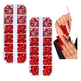 2 Pack Piedra, Cristal De Calidad Para Uñas Roja