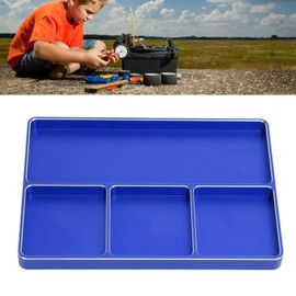 Ongwan Screw Tray Aluminum 4 Grid RC Repair Screw Tray with Magnetic Pad 1/10 1/8 RC (Blue)