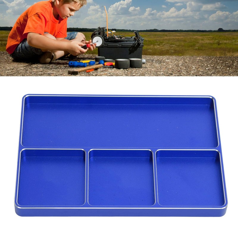 Ongwan Screw Tray Aluminum 4 Grid RC Repair Screw Tray