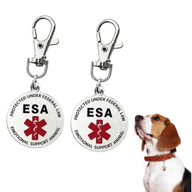 2Pcs ESA Dog Tag for Dog Collar, Double Sided Small Breed Emotional Support Animal Badge, Easily Switch Between Collars Harness and Vest