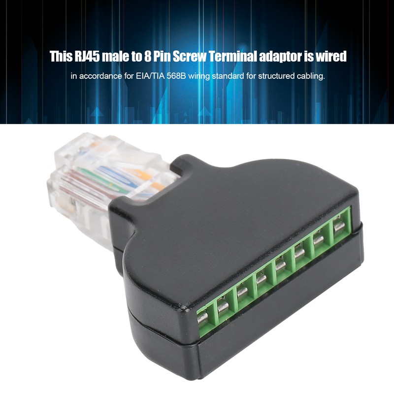 3 Sets RJ45 Male to 8 Pin Screw Terminal Connector