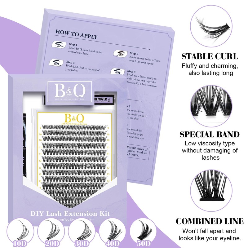 B&Q DIY Eyelash Extension Kit 280 PCS Cluster Lashes Kit