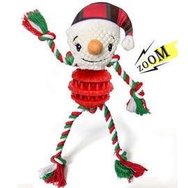 Chngeary Dog Christmas Toys for Small Medium Large Dogs, Squeaky Plush Dog Toys + Interactive Dog Toys + Dog Rope Toys Multi Function Cute Snowman Puppy Toys for Christmas