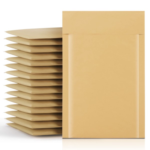 Fuxury Kraft Bubble Mailer 4x8 Inch 50 Pack，Strong Adhesion Padded
