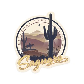 Die Cut Sticker Saguaro National Park, Arizona, Lithograph, Contour Vinyl Sticker 1 to 3 inches (Waterproof Decal for Cars, Water Bottles, Laptops, Coolers), Small