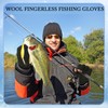 Geyoga 2 Pairs Wool Fingerless Fishing Gloves for Men Women