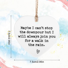 Ymapinc Uplifting Gifts for Women, Helping Get Through Tough Times and Keeping Friendship Alive, Maybe I Can't Stop the Downpour, Hanging Ceramic Gift to Express Friendship to Sister and Cheer Up