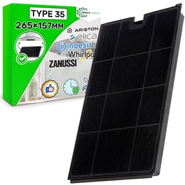 Activated Carbon Filter Cooker Hood Type 35 265 x 157 mm with Original Code C00090726 C00090795 C00384663 481948048355 for Elica for Ariston for Indesit for Zanussi ONIX TECH