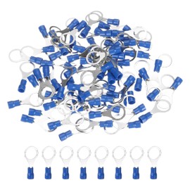 sourcing map 100 Pcs RV2-10 Insulated Ring Electrical Wire Connectors Wire Terminals Wire Crimp Connector Kit 17-14 AWG for Electrical Projects Industrial Chemical Industry, Blue