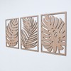 Leaves Wood Wall Art Panels Set of 3 Tropical Monstera