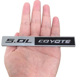 Fidida 2PC 5.0L Coyote Emblem Decal Car Engine Letters Decal Plating Badge 3D Metal Style Fit for F150 5.0L Engine Truck Silver Black