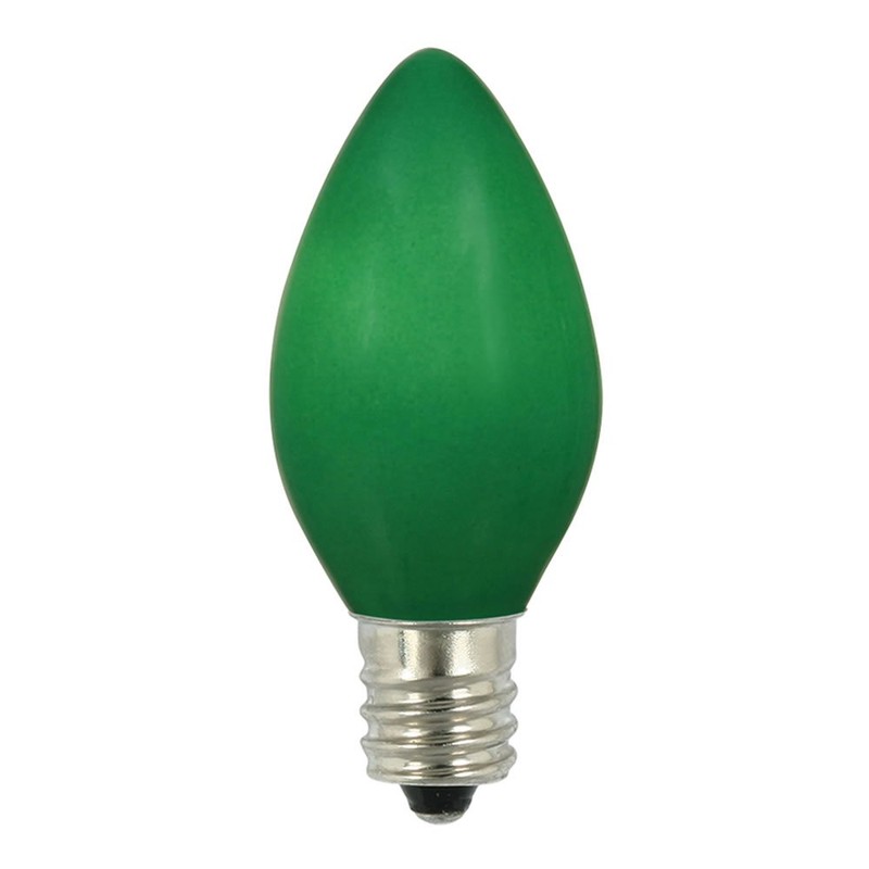 25Pack 7 Watt C7 Ceramic Green Incandescent Light Bulb, Candelabra