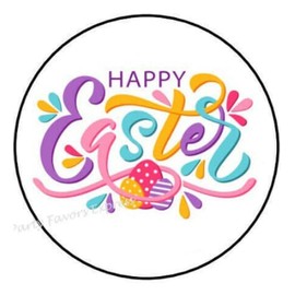 30 Pcs 1.5" Inch Happy Easter Stickers - Easter Day Stickers - Easter Egg Stickers Envelope Seals Labels - D #AA61RK