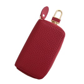 Pit Life Key Case, Smart Key Compatible, Genuine Leather, 5 Hooks (10 Colors/Carabiner) for Men and Women, red (bordeaux)
