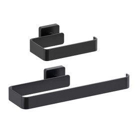 KIBI Blaze Bathroom Hardware Set 2 Piece Bathroom Accessories Set | Towel Holder, Toilet Paper Holder (Matte Black) (KBA16-2-1)