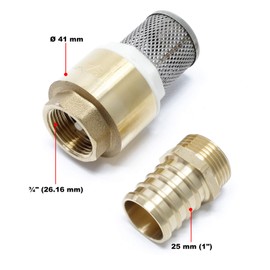 Brass Foot Valve 3/4" 20mm Check Valve NON Return with stainless strainer f.pump