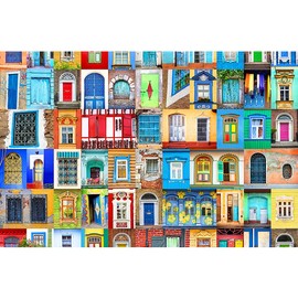 MISITU Puzzle 1000 Pieces for Adults and Children - Colourful Door Window - Impossible Puzzles Classic Puzzle 1000 Pieces
