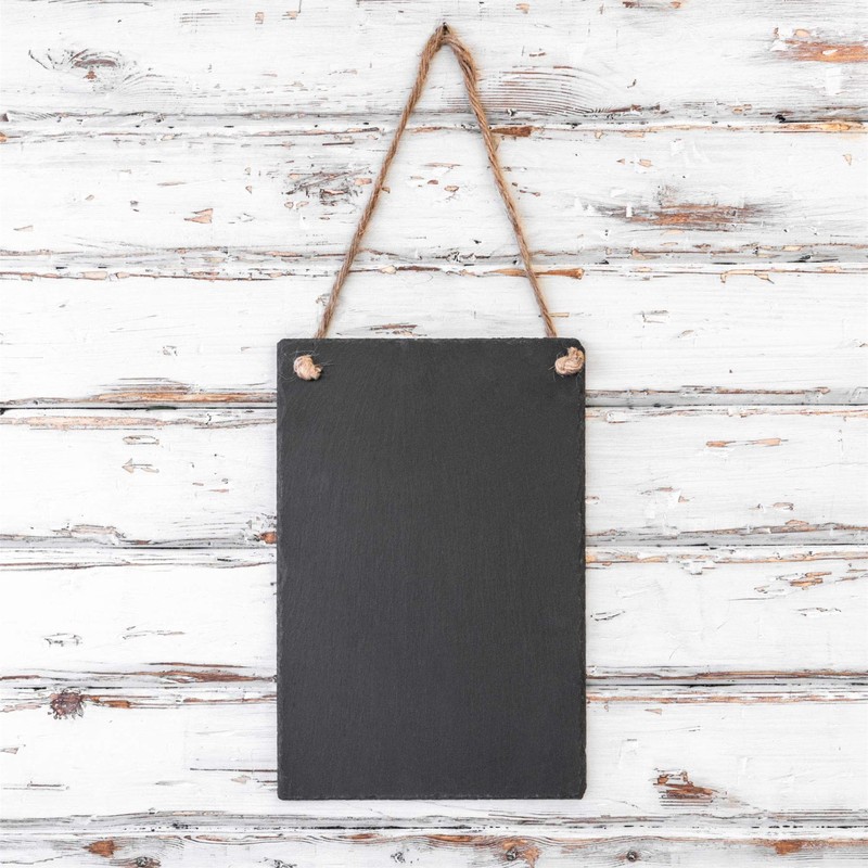1x Slate 30 x 20cm Wall Hanging Chalk Message Black