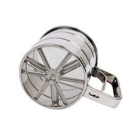 Flour and icing sugar sieve with handle, one-handed flour sieve, hand sieve for flour and sugar, safe operation with just one hand, for fine dusting and sprinkling, for 250 g flour/icing sugar