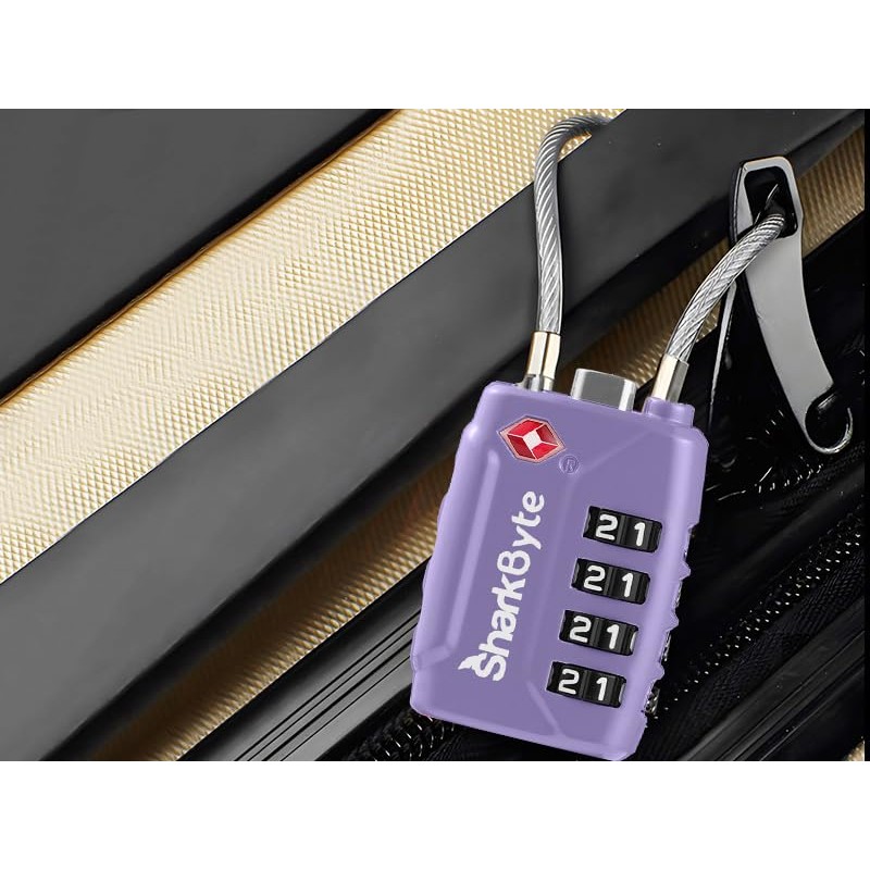 SharkByte TSA Approved Suitcase Locks - 4 Digit Security Travel