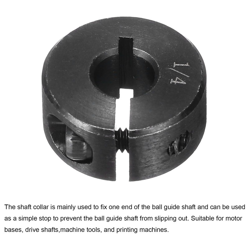 sourcing map Shaft Collar 1/4" Bore Single Split Carbon Steel