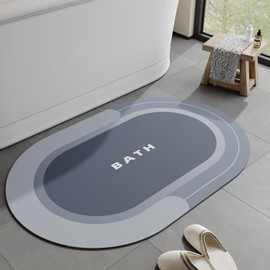 LYSSIID Alfombrilla De Baño Absorbente,Alfombrilla De Ducha,Alfombrilla De Baño Antideslizante Absorbente,Secado Rápido,Adecuada para Baño,Dormitorio,Cocina. (Azul-01, 40X60CM)