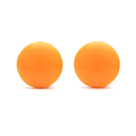 Idin Jewellery - Plain Orange Acrylic Round Button Clip on Earrings