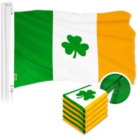 UD_G128 5 Pack: Ireland Irish Shamrock Flag  2x3 Ft  ToughWeave Series Embroidered 300D Polyester  Embroidered Design, Indoor/Ou