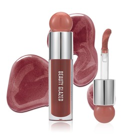 Beauty Glazed Color Variety Non-Sticky Ultra-Hydrating & Nourishing Lip Oil, Smooth Glossy Finish Luxurious Lip Glow Oil, Shiny and Vegan Tinted Lip Gloss, Big Brush Applicator (106# PLUM)