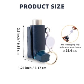 LJHYSD Asthma Inhaler Holder – Lightweight PU Leather Inhaler Case Keychain, Durable & Portable Asthma Keychain Holder for Adults & Kids (Inhaler Not Included) (Blue)