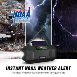 Emergency Radio Waterproof Bluetooth Speaker,Portable Digital AM FM Radio with Flashlight,Reading Lamp,Hand Crank NOAA Weather Radio with Solar Panel,5000mAH Cell Phone Charger,Emergency Survival Kit