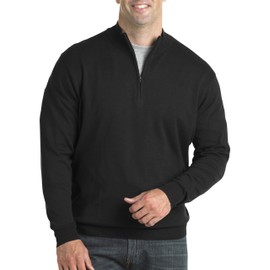 Harbor Bay by DXL Men's Big and Tall Quarter-Zip Pullover Sweater Black 2XL