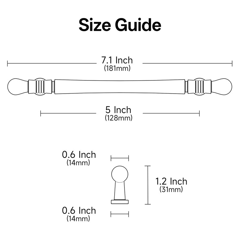 Alzassbg 10 Pack Matte Black Cabinet Pulls,5 Inch(128mm) Hole Center
