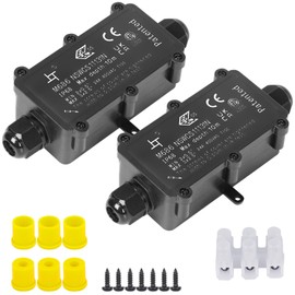 LeMotech Junction Box Waterproof IP68, 2-Way Cable Connector with M20 Thread, Diameter 4 mm - 11 mm Cable Diameter, Junction Box for Outdoor, Garden, Floor, Black Outdoor (Pack of 2)