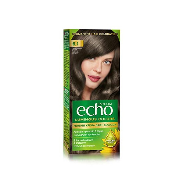 FARCOM Echo Hair Colour with Natural Olive Extract and Vitamin C 60 ml (6.1 Dark Ash Blonde)