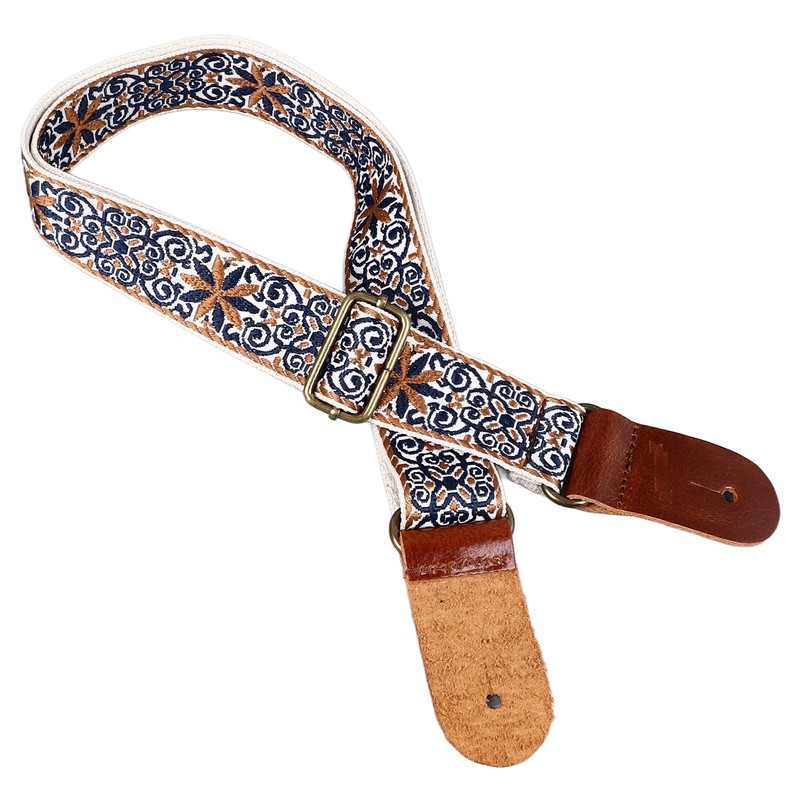 Embroidered Ukulele Strap Ethnic Style Adjustable Length Nylon Leather Comfortable