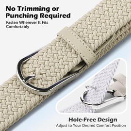 TANGCHAO 2-Pack Belts for Women & Men, Ladies Belts for Jeans Comfortable | No-Hole Adjustable Elastic Belt women, Fashionable and Versatile