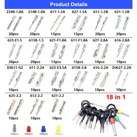 Connector Pins Kit Crimped Terminal Automotive Car Electrical 1/1.5/1.8/2.2/2.8/3.5mm Motorcycle ATV Wire Removal Non-Insulated Plug Male Female Crimp Set, Wire Pin Connectors kit, Terminal Pin Kit