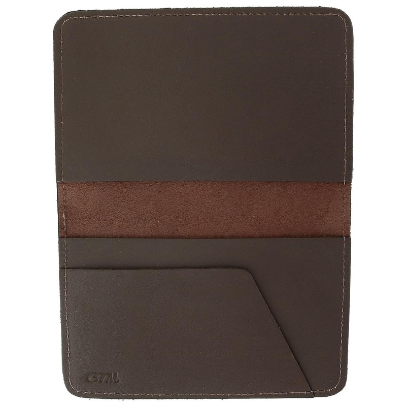 CTM® Leather Top Stub Checkbook Cover Wallet, Brown