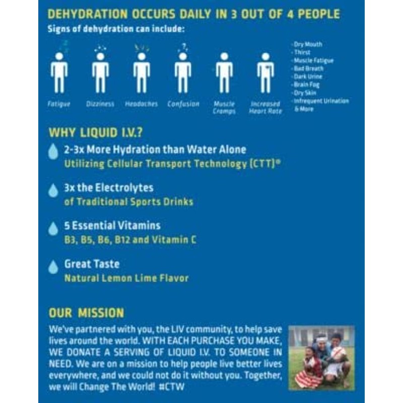 Liquid Iv Hydration Lemon Lime 10 Count 5.65 OZ