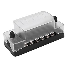 Portafusibles Cuchilla Bloque Fusibles 6 Vias 12AWG 16AWG 12V 24V Caja Transparente para Auto Marino