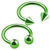 2pcs 16g 8mm Green titanium circular barbell jewelry eyebrow snake