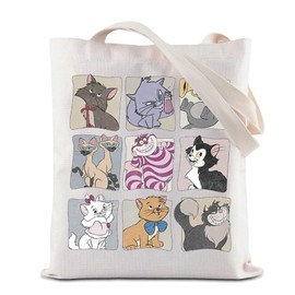 ZJXHPO Cartoon Character Tote Bag WDW Reusable Grocery Shopping Bag Cat Lovers Gift Shoulder Bag (M Cat Tote)