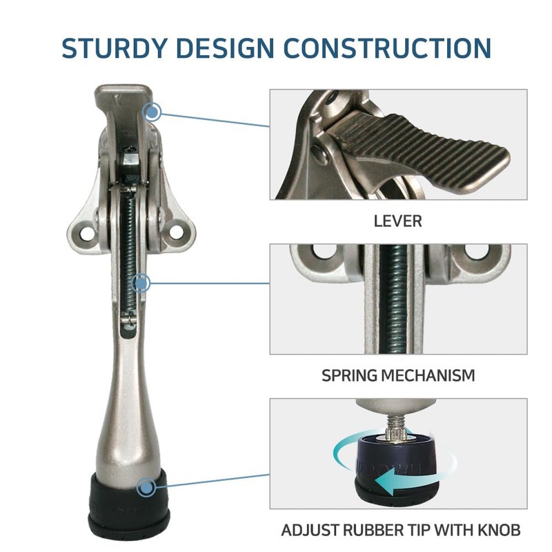 One Touch Kickdown Door Stopper, Door Holder, Heavy Duty Door