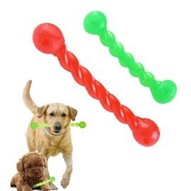 DEXYZZY Zahnen Kauen Spielzeug, Hundespielzeug aus Gummi, Gummispirale Kauknochen, reinigt die Zähne und massiert das Zahnfleisch, Haustier Mundpflege, 2 Pieces, Rot/Grün